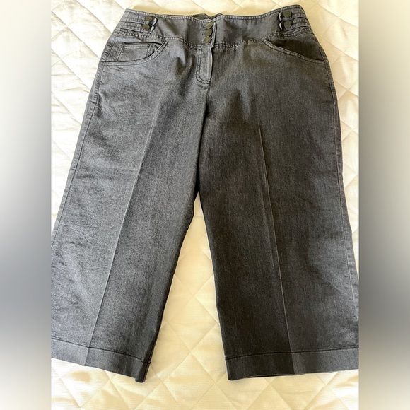 Dark gray cropped capri jeans stone washed look comfy loose straight leg US 16 - Picture 6 of 15